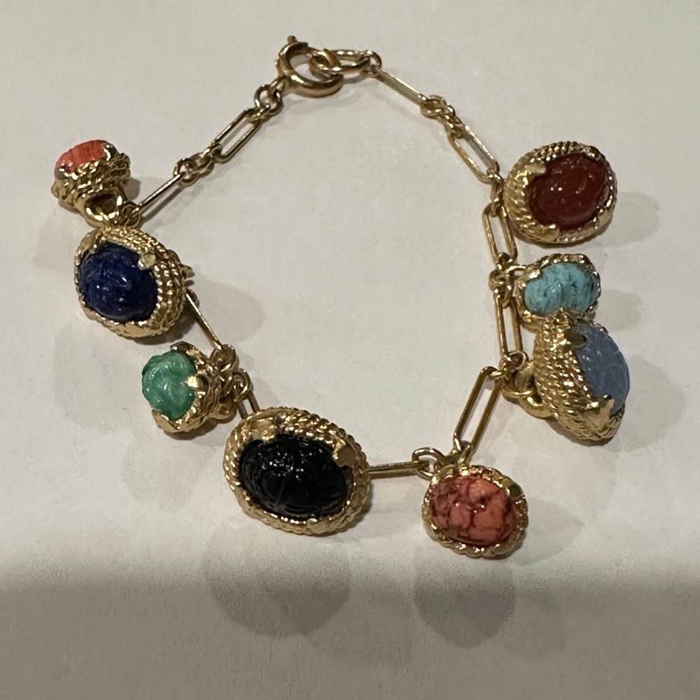 Vintage gold and colorful stone bracelet